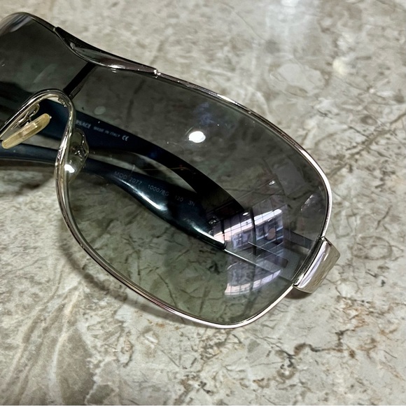Versace Greca Silver Black Shield Oversized Unisex Sunglasses Y2K main image 8